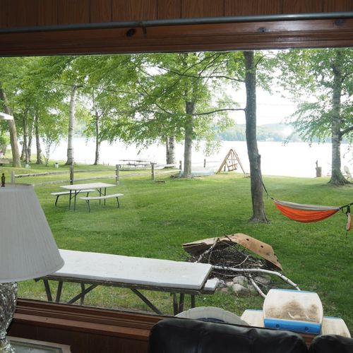 Living room:  the great view of little platte lake from the living room.