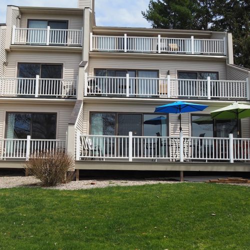 Exterior:  the back patio. The first floor shown in the photo is the back patio for the condo.