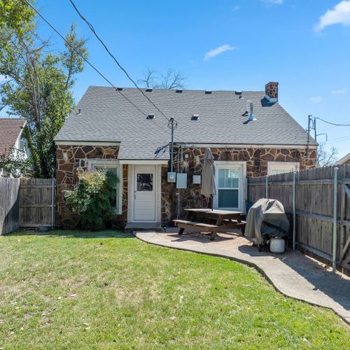 Backyard, Picnic Table and grill.