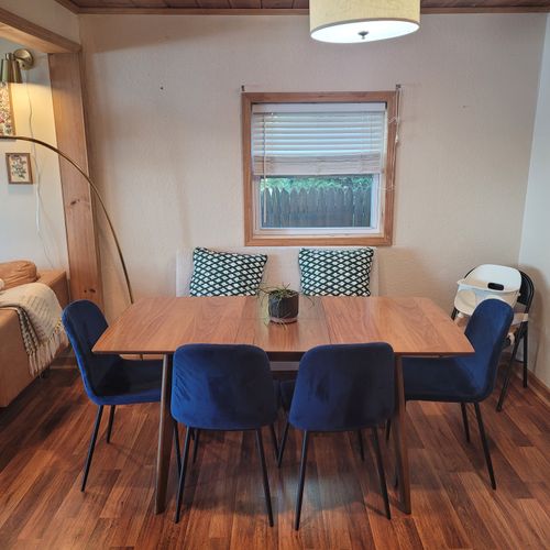 Dining area:  the dining area's table that seats six plus a high chair for little ones