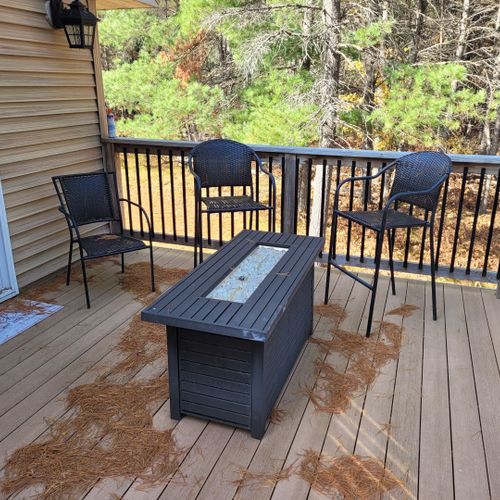 Exterior:  the second floor deck, highlighting the fire table.