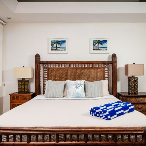 Comfortable master bedroom with a King bed
