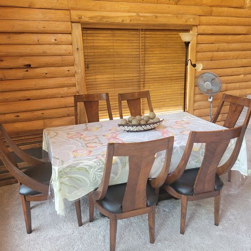 Dining area:  the cute dining area near the living room and kitchen that seats six