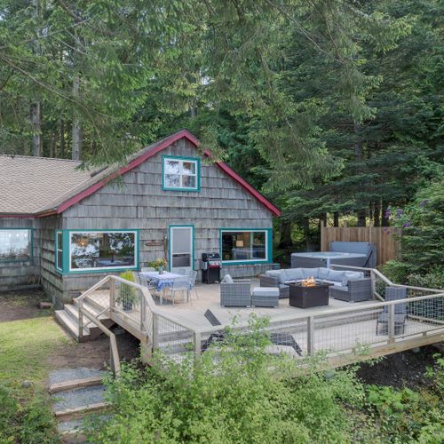 Tucked into the surrounding trees for privacy, the cottage is a welcome spot after a day of adventure