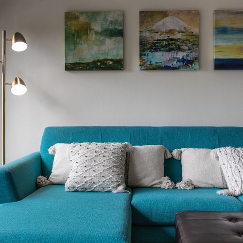 Living room art and comfort.