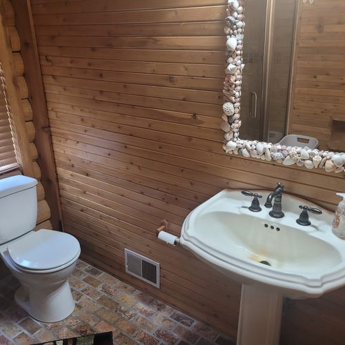 Bathroom #1:  the downstairs bathroom toilet and sink