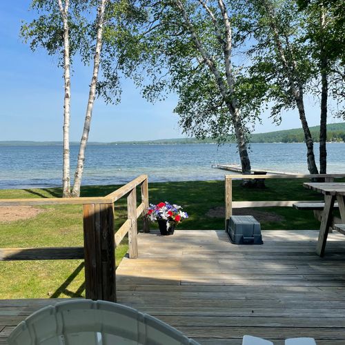 Exterior:  the large and gorgeous backyard deck that faces the lake