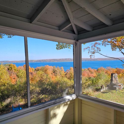 Dining room:  a view of the lake from inside the dining room