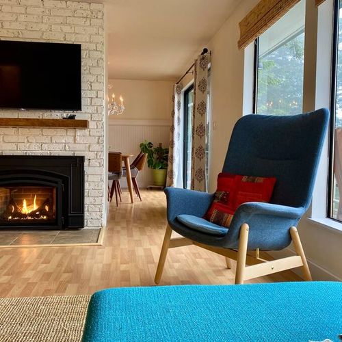 Smart TV and gas fireplace for those cozy nights with family and friends.