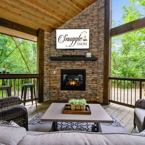 Outdoor gas fireplace w/all the private views!