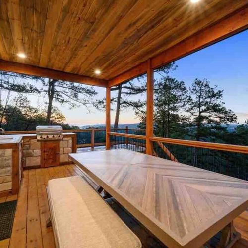 The outdoor dining table.