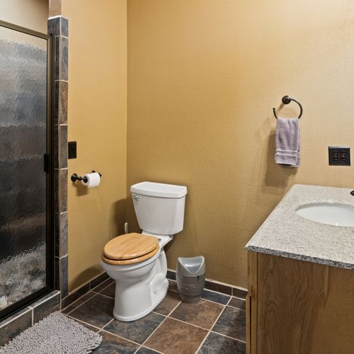 Bathroom #3 (lower level):  private en-suite full bathroom for bedroom #2