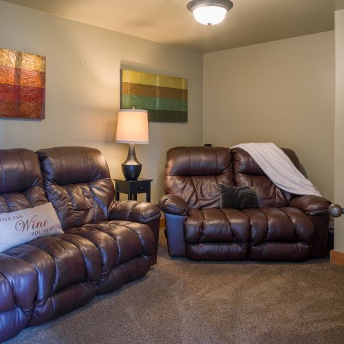 Theater room with a 60" Smart TV