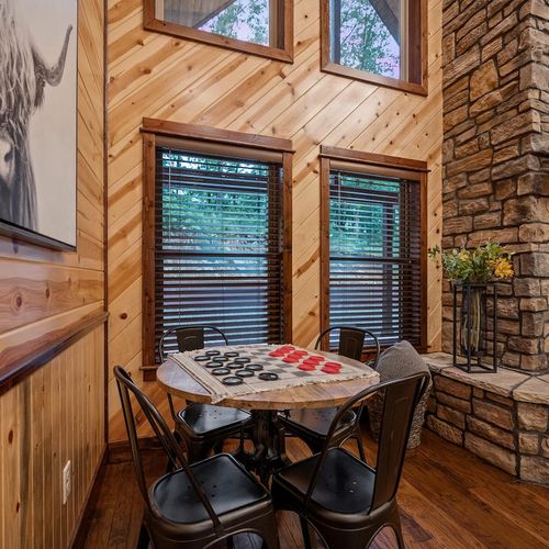 A game table with checkers for those who need a little extra entertainment.