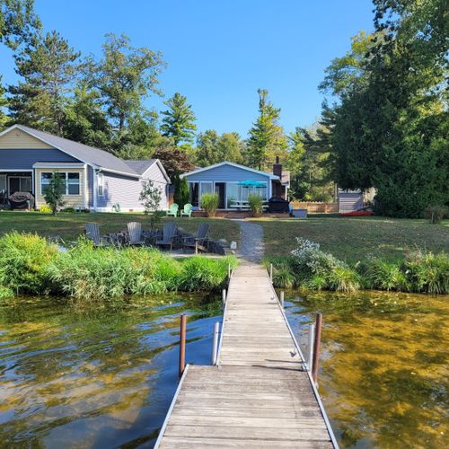Exterior:  looking back from the dock at the house