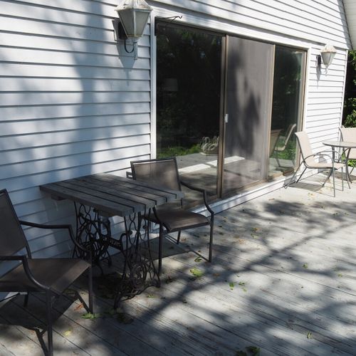 Exterior:  the cottage has a very nice backyard deck with a great view of the lake!