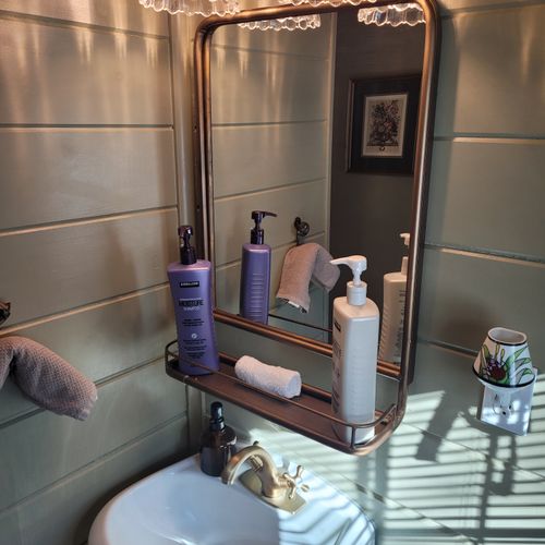 Bathroom:  full bathroom with a walk-in shower. Note that the shower is quite small (25" x 27") and may be difficult to use for larger individuals.
