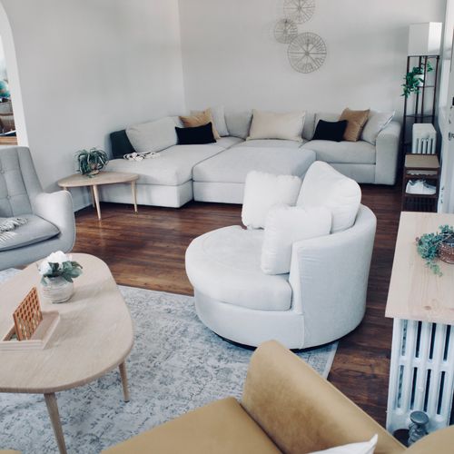 Sleek style with cozy cushions in the main living room