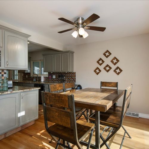 Don't miss a beat while you cook, entertain and enjoy a meal in this open floor plan.