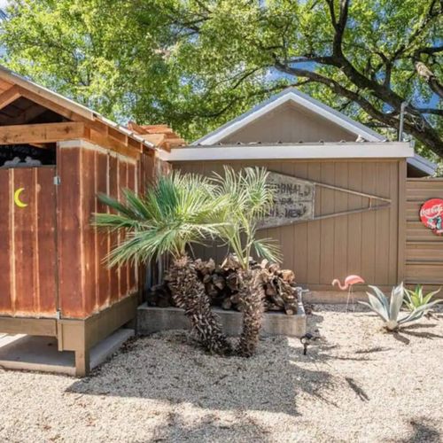 As well as a bathroom inside the Airstream, there is an additional outdoor bathroom
