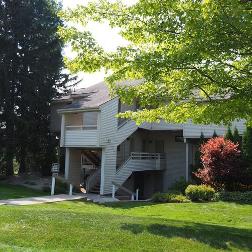 Exterior:  the front of the condo building.