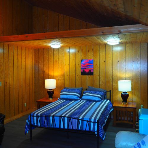 Bedroom #3:  large detached bedroom next to the detached garage with queen bed.