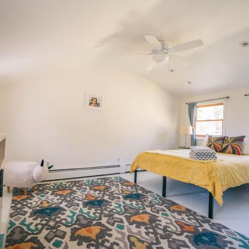 Master bedroom with king sized bed