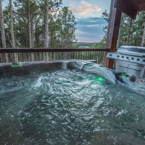 The oversized hot tub is perfect for relaxing!