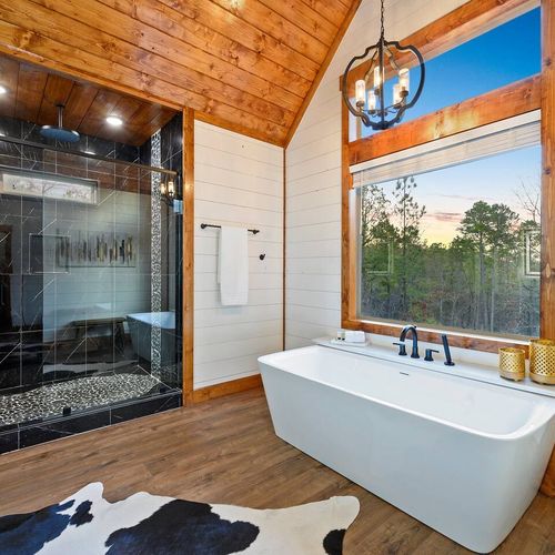 Stunning views as you soak in the oversized tub.