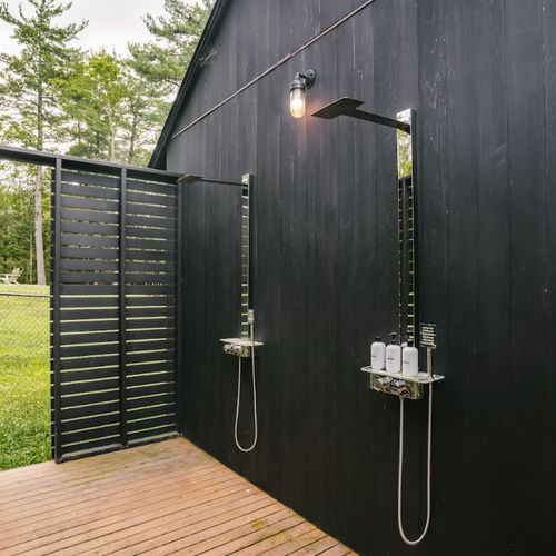 Outdoor shower off the Pool House conveniently located near the hot tub and pool