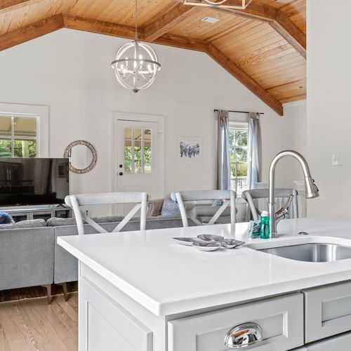Kitchen w/ generous counter space — great for cooking together.
