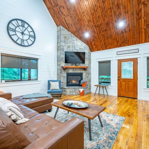 The fireplace & tv are the anchors of the living area, ensuring entertainment!