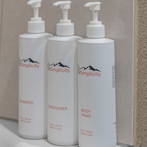 Refresh in a walk-in shower, fully stocked by airsimplicity.