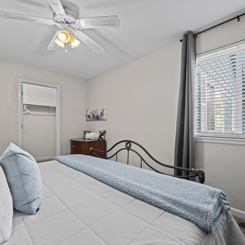 Bright sleeping space designed for rest and privacy