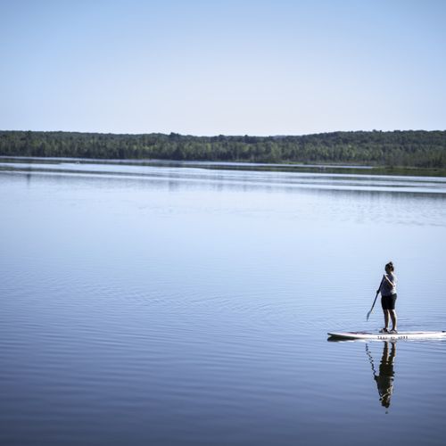 Area photos:  paddle boarding on little platte lake. (note that we do not provide paddle boards. )