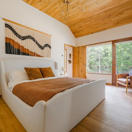 master bedroom on the first floor with ensuite bathroom and balcony