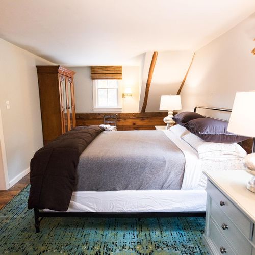 2nd Floor bedroom with antique wardrobe closet.