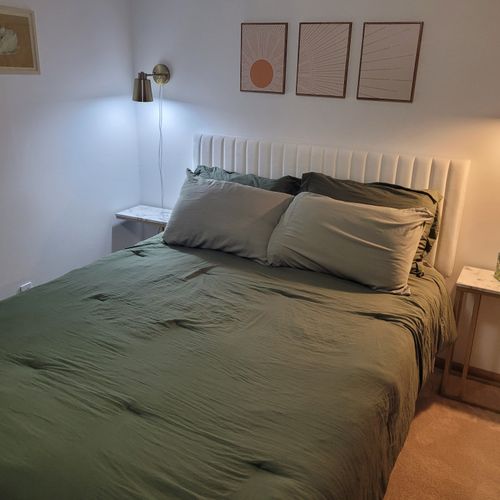 Bedroom #3:  the basement's bedroom with a comfy queen size bed