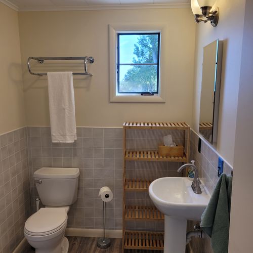 Bathroom:  full bathroom with a walk-in shower!