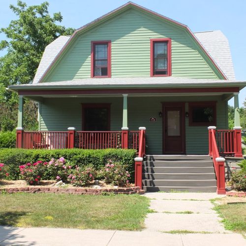 Exterior:  front of the house looking from the south
