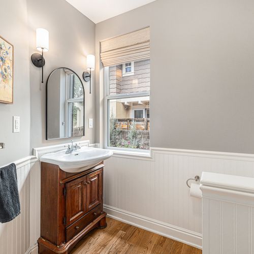Half bathroom boasting sleek design and modern amenities