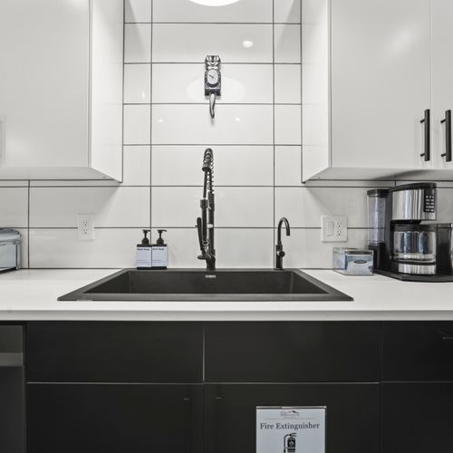 Spotless kitchen maintained for every stay.