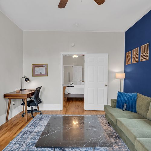 Bright workspace w/ a desk & natural light — perfect for productive remote stays.