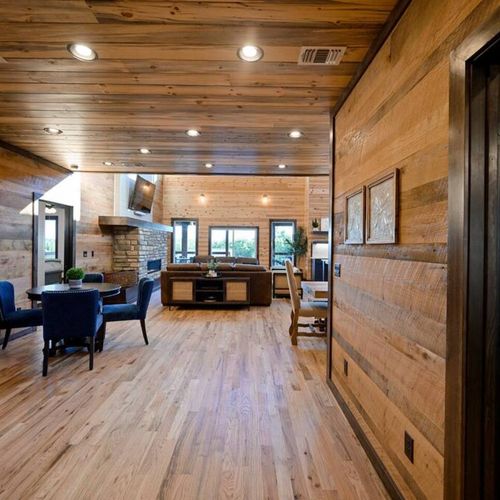 You enter into an open floor plan.