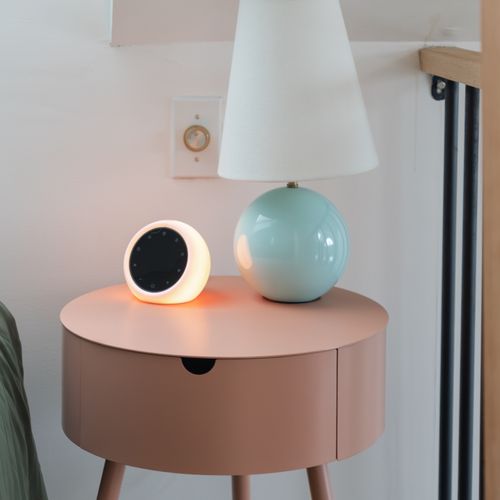 The bedside table in the loft.