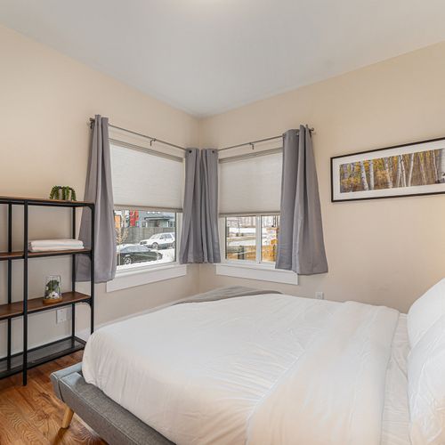 Relax and recharge in our convenient first-floor bedroom retreat with a premium queen bed and linens.