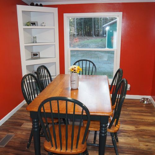 A closer view of the dining area.