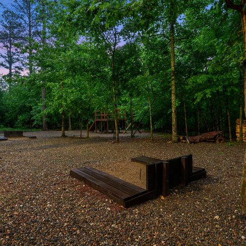 Horseshoe pit in the backyard!