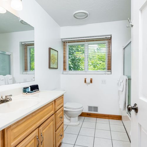 Bathroom #3 (second floor):  this is full bathroom on the second floor that basically services the guests staying in bedrooms #2, #3, and #4. (bedroom #1 has its own private en suite bathroom. )