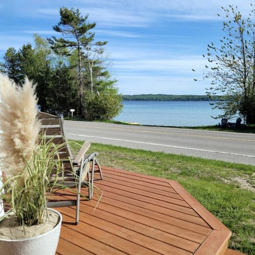 Exterior:  the corner of the side deck and the front deck.